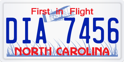 NC license plate DIA7456