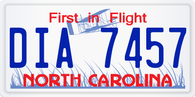 NC license plate DIA7457