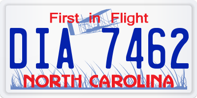 NC license plate DIA7462