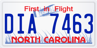 NC license plate DIA7463