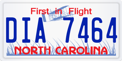 NC license plate DIA7464