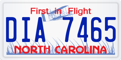 NC license plate DIA7465