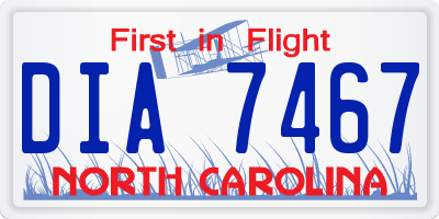 NC license plate DIA7467