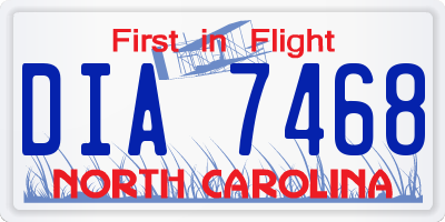 NC license plate DIA7468