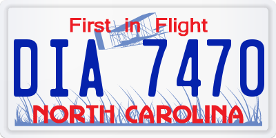 NC license plate DIA7470