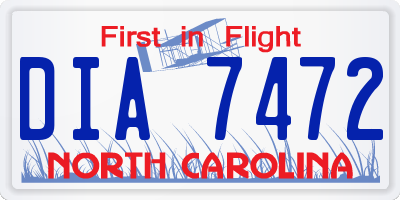 NC license plate DIA7472