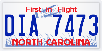 NC license plate DIA7473