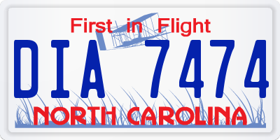 NC license plate DIA7474