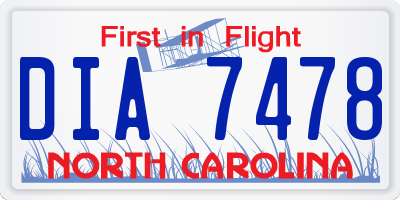 NC license plate DIA7478