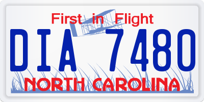 NC license plate DIA7480