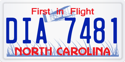 NC license plate DIA7481