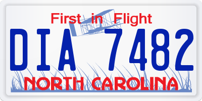 NC license plate DIA7482