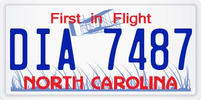 NC license plate DIA7487