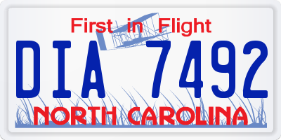 NC license plate DIA7492