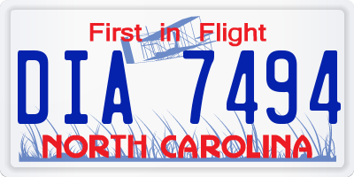 NC license plate DIA7494