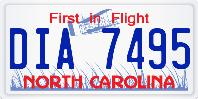 NC license plate DIA7495