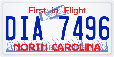 NC license plate DIA7496