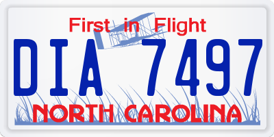 NC license plate DIA7497