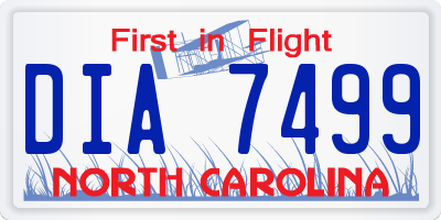 NC license plate DIA7499