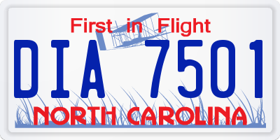 NC license plate DIA7501