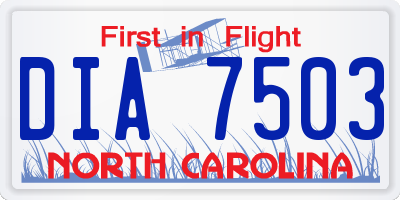 NC license plate DIA7503