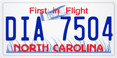 NC license plate DIA7504