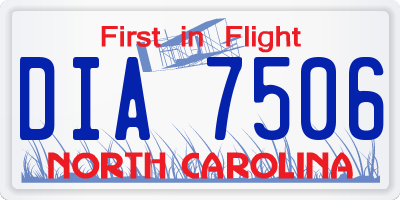 NC license plate DIA7506