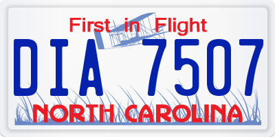 NC license plate DIA7507