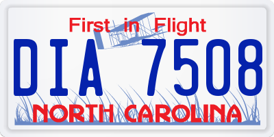 NC license plate DIA7508