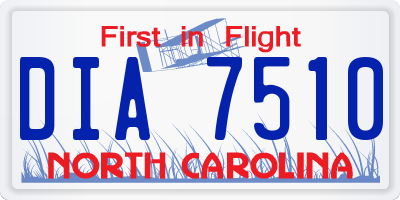 NC license plate DIA7510