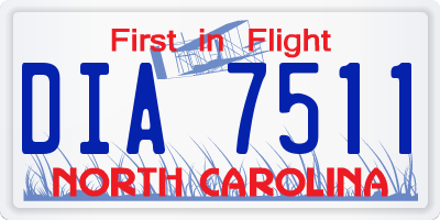 NC license plate DIA7511