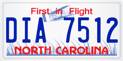 NC license plate DIA7512