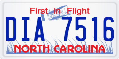 NC license plate DIA7516