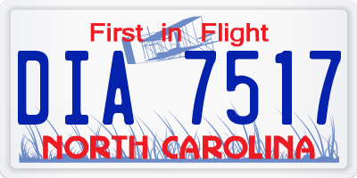 NC license plate DIA7517
