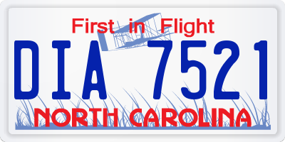 NC license plate DIA7521