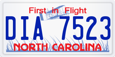 NC license plate DIA7523