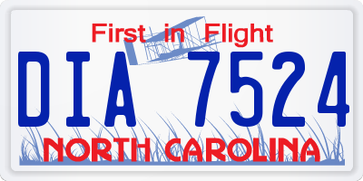 NC license plate DIA7524