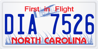 NC license plate DIA7526