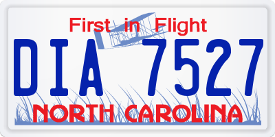 NC license plate DIA7527