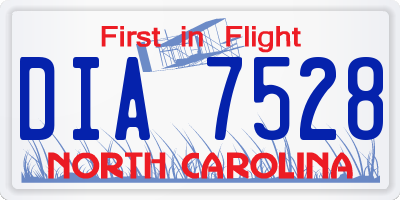 NC license plate DIA7528