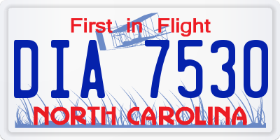 NC license plate DIA7530