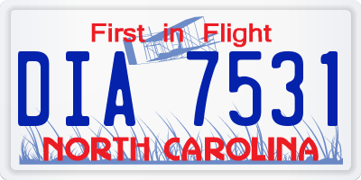 NC license plate DIA7531