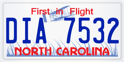NC license plate DIA7532