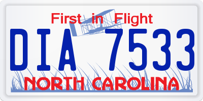 NC license plate DIA7533
