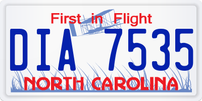 NC license plate DIA7535