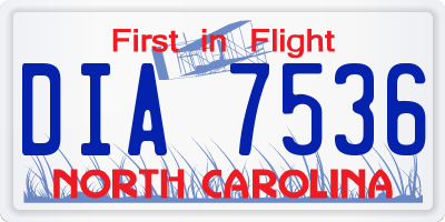 NC license plate DIA7536