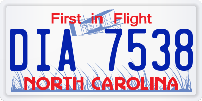 NC license plate DIA7538