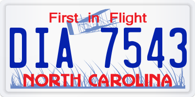 NC license plate DIA7543