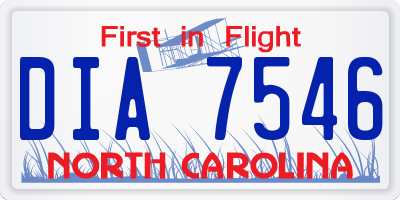 NC license plate DIA7546