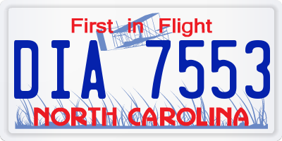 NC license plate DIA7553